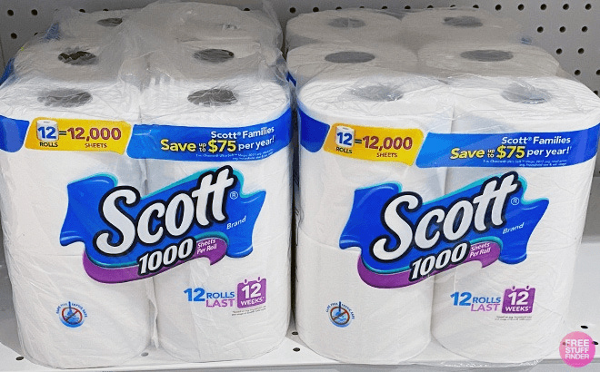 Scott 1000 Toilet Papers 12 Count in shelf