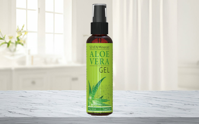 Seven Minerals Organic Aloe Vera Gel on a Table