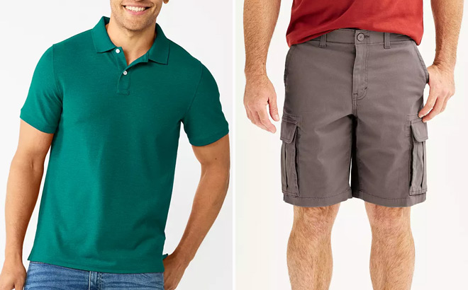 Sonoma Goods For Life Mens Pique Polo and Cargo Shorts