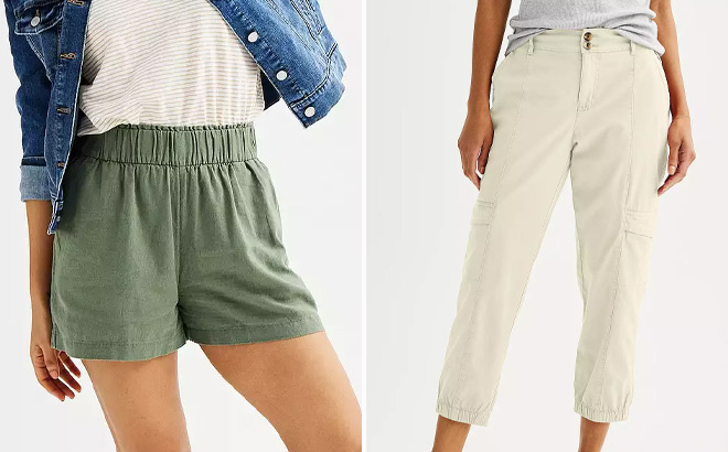 Sonoma Goods For Life Womens Femme Linen Blend Shorts and Capri Pants