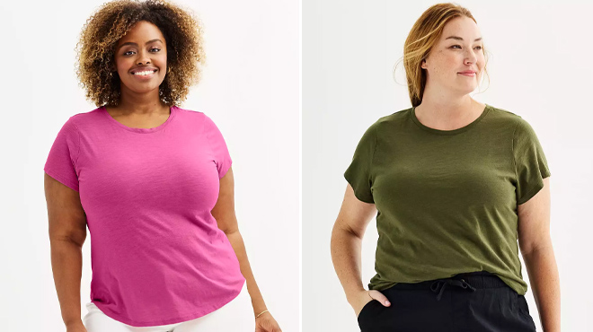 Sonoma Womens Plus Size Short Sleeve Crew Tees