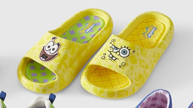 SpongeBob and Patrick Mens Comfort Slide Sandals