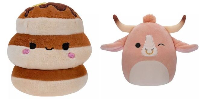 Squishmallows Rayen The Pancake Plush and Little Plush Howland Peach Bull