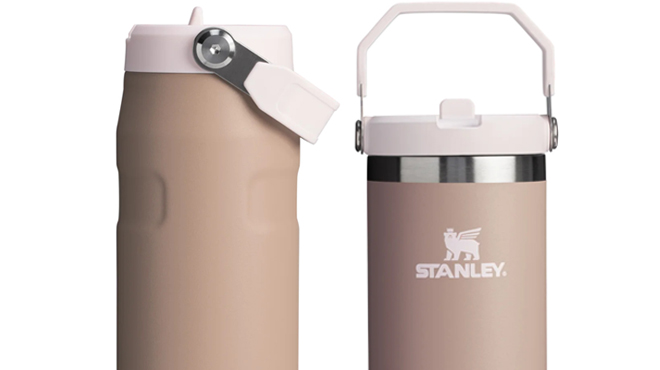 Stanley The Almond Rose IceFlow Bottle with Flip Straw Lid and Stanley The Almond Rose IceFlow Flip Straw Tumbler