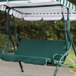 Sunjoy 2 Person Outdoor Swing Chair in green striped