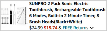 Sunpro Sonic Electric Toothbrush 2 Pack Screenshot