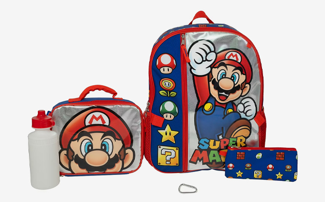 Super Mario 5 Piece Backpack Set