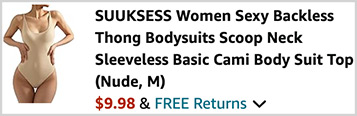 Suuksess Womens Scoop Neck Thong Cami Bodysuit Screenshot