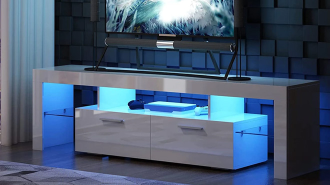 TV Stand with LED Light during Night