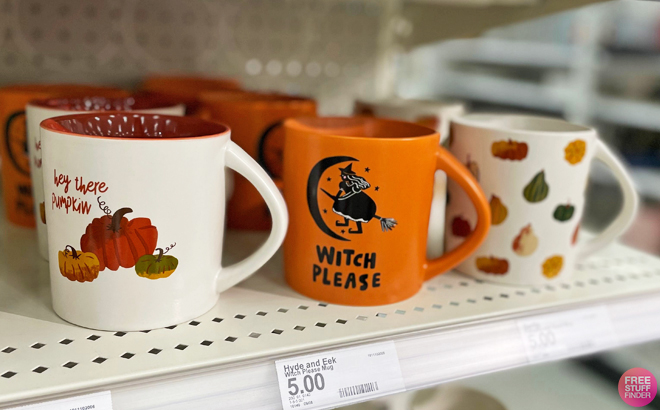 Target Hyde Eek Halloween Mugs on a Shelf