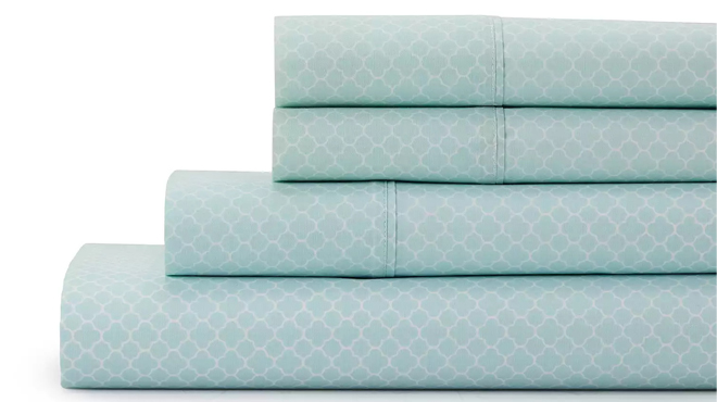 The Big One Easy Care Twin Sheet Set in Blue Trellis Color