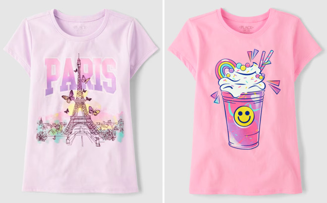 The Childrens Place Girls Paris Graphic Tee