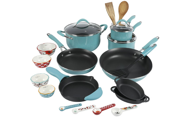 The Pioneer Woman Frontier Speckle 24 Piece Aluminum Cookware Combo Set