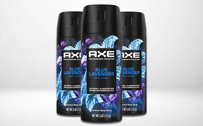 Three Axe Fine Fragrance Collection Mens Body Sprays in lavender scent