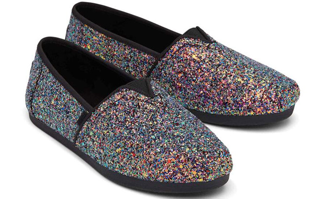 Toms Women Alpargata Black Chunky Glitter Shoes