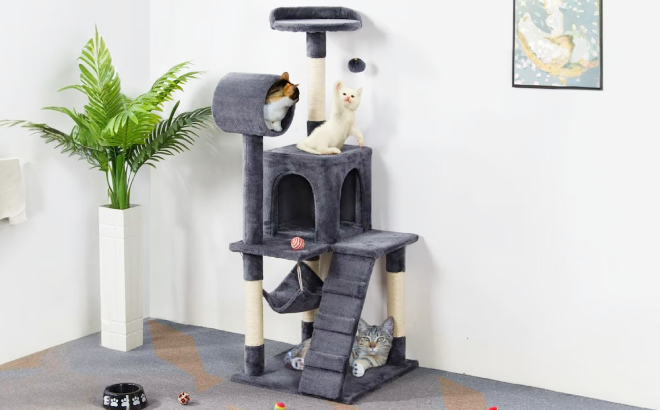 Topeakmart Plush Cat Tree Condo