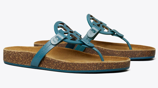 Tory Burch Miller Cloud Sandals in Brisk Blue Color