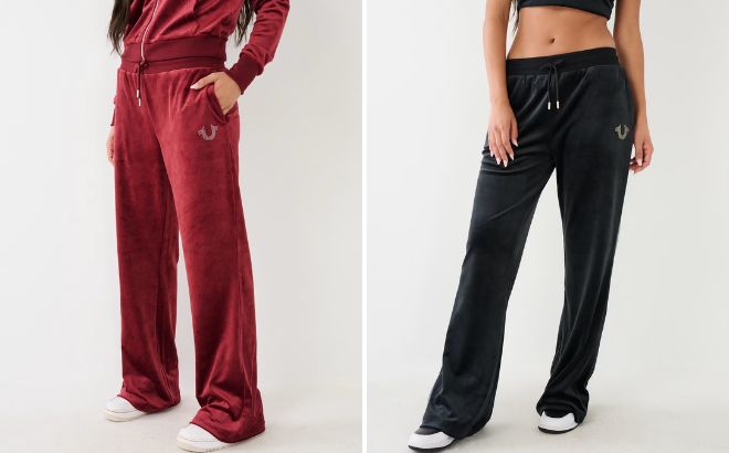 True Religion Crystal Velour Logo Track Pants