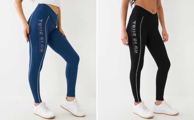 True Religion Metallic TR Logo Rib Legging