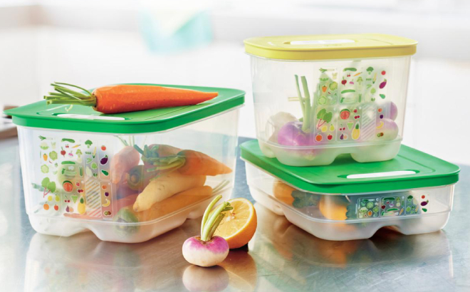 Tupperware FridgeSmart 6 Piece Vented Food Saver Set