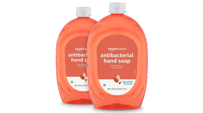 Two Bottles of Amazon Basics Antibacterial Liquid Hand Soap Refill 50 oz