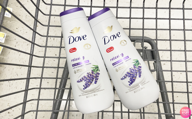 Two Bottles of Dove Relaxing Body Wash in Cart