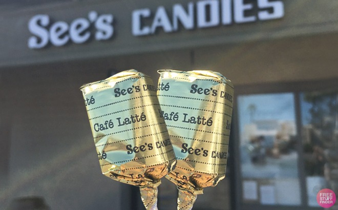 Two Lollypops in Front of a Sees Candies Store