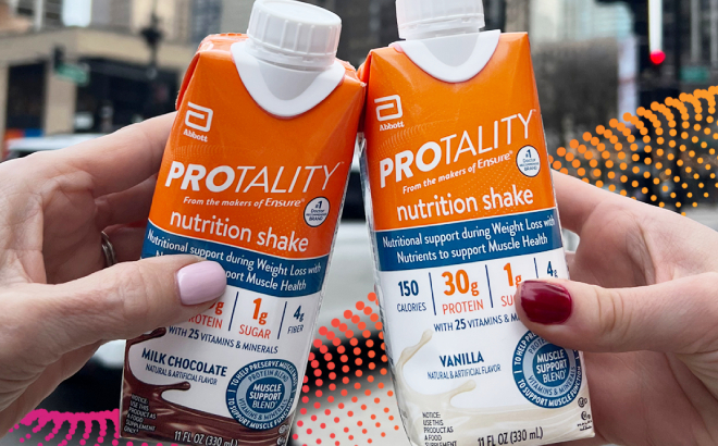 Two Persons Holding Protality Nutrition Shakes