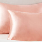 Two Pillows with Satin Covers in Coral Color