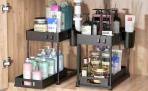 Two Under Sink Storage Organizers in Black Color