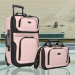 U S Traveler Rio Rugged Fabric Expandable Carry On Luggage Set in Pink