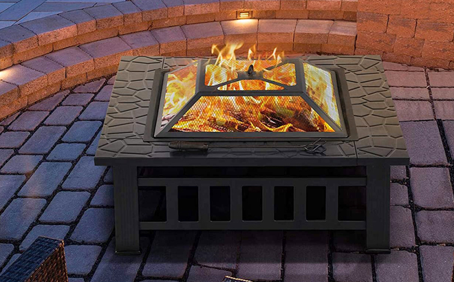 Uhomepro Wood Burning Fire Pit Table