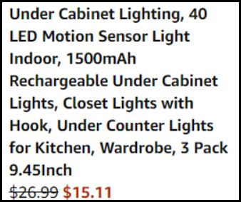 Under Cabinet Lighting 3 Pack Order Summary