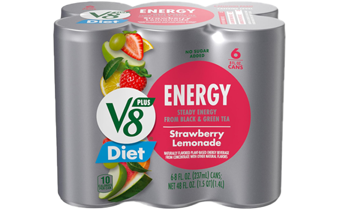 V8 Energy Diet Strawberry Lemonade Juice Energy Drink 6 Pack