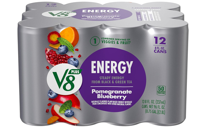 V8 Energy Pomegranate Blueberry Juice Energy Drink 12 Pack