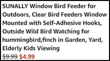 Window Bird Feeder Order Summary