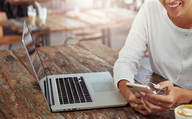 Woman Using a Mac Device