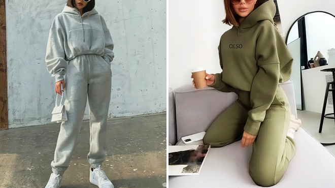 Womens Activewear Sweatshirt Jogger Set