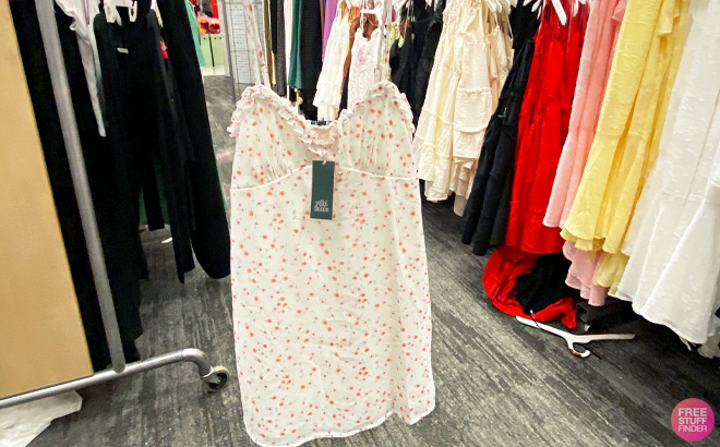 Womens Ruffle Trim Slip Mini Babydoll Dress