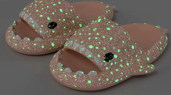 Womens Shark Shape Glowing Slippers