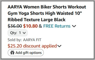 Womens Shorts Checkout Info