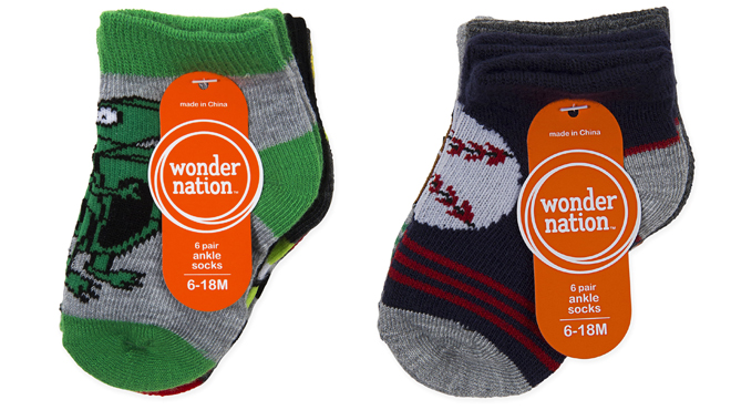 Wonder Nation Baby Boys Socks in Two Color Combos