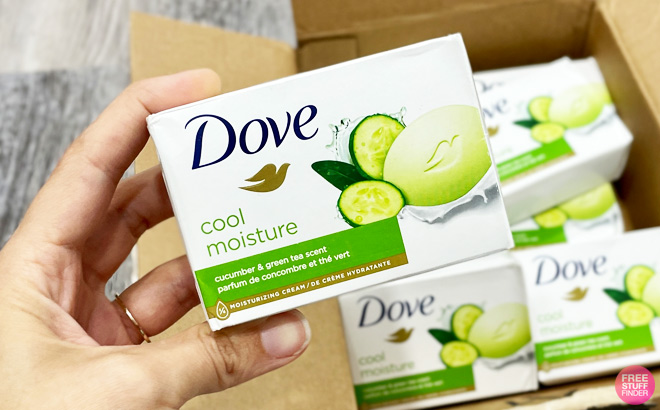 a Person Holding Dove Bar Soap