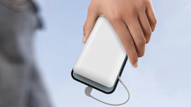 a Person Holding Power Bank with Cables