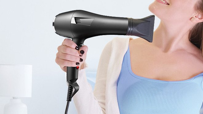 a Person Using Ionic Salon Hair Dryer
