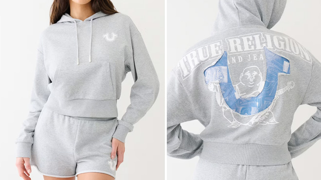 a Person Wearing True Religion Jean Graphich Horseshoe Hoodie