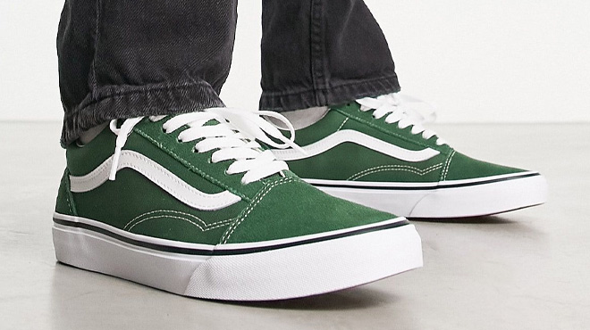 a Person Wearing VANS Mens Old Skool Shoes