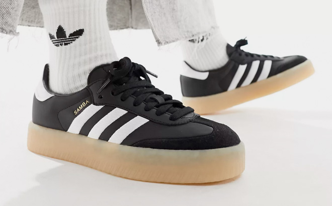adidas Originals Sambae sneakers with rubber sole in black and white
