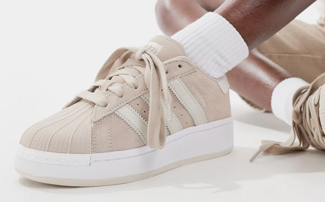 adidas Originals Superstar XLG sneakers in beige and white