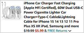 iPhone Car Charger Cable 2 Pack Screenshot